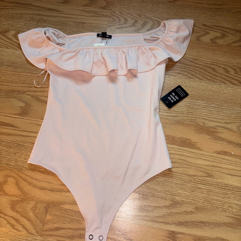Express Women's Pink Ruffle Bodysuit